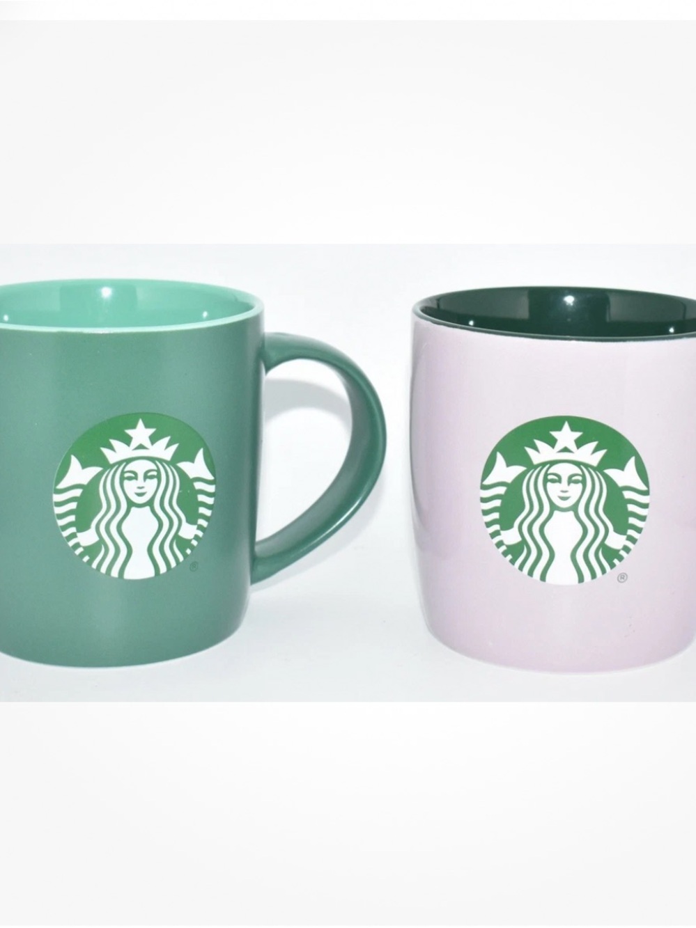 Starbucks Set Of (2) Green And Purple 2024-2025 11oz. Ceramic Mugs